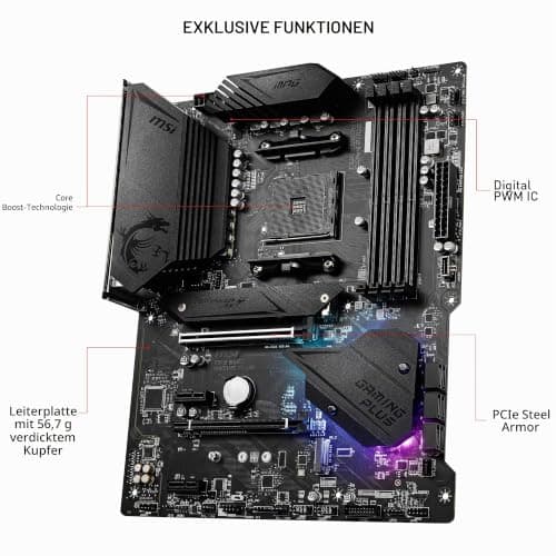 MSI MPG B550 Gaming Plus V1 Gaming Mainboard (AMD Ryzen 5000, AM4, DDR4, PCIe 4.0, SATA 6Gb/s, M.2, USB 3.2 Gen 2, HDMI/DP, ATX) Bild 6