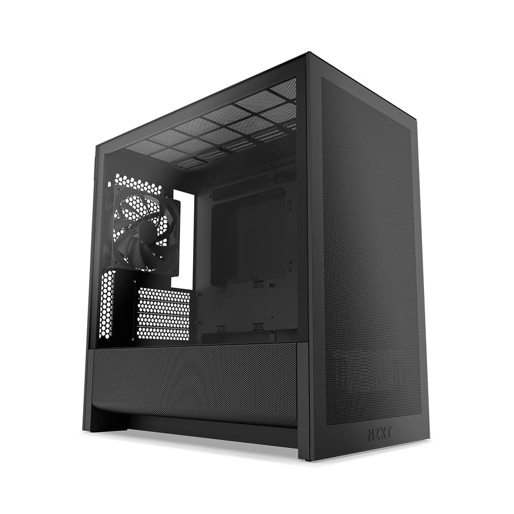 NZXT H3 Flow – Micro-ATX PC-Gehäuse nur für mATX & Mini-ITX Mainboards – Optimierter Luftstrom – Inklusive 1 x 120mm Lüfter hinten – Unterstützt Full-Size-GPUs – Schwarz Schwarz Flow