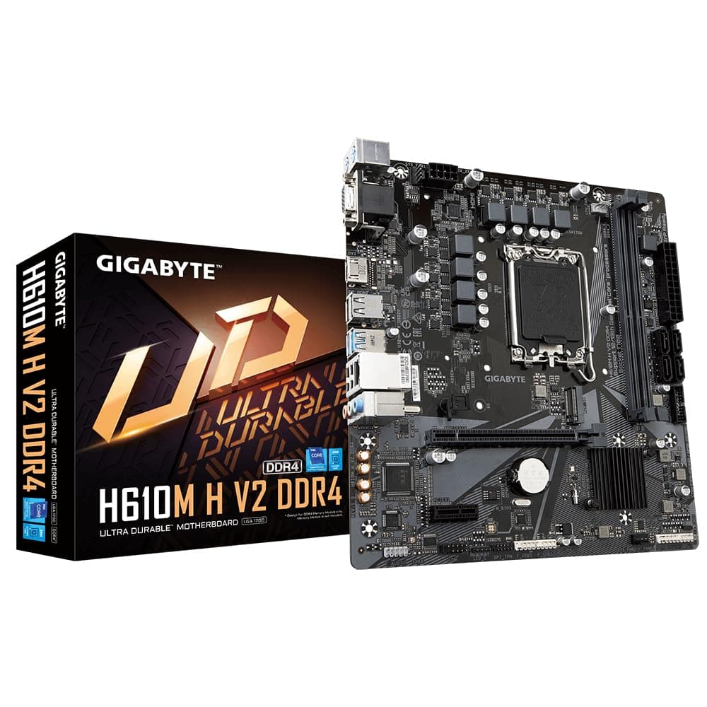 GIGABYTE H610M H V2 DDR4 Mainboard - Unterstützt Intel Core Prozessoren 14th CPUs, 6+1+1 Hybrid Digital VRM, up to 3200MHz DDR4 (OC), 1xPCIe 3.0 M.2, GbE LAN, USB 3.2 Gen 1 Bild 2
