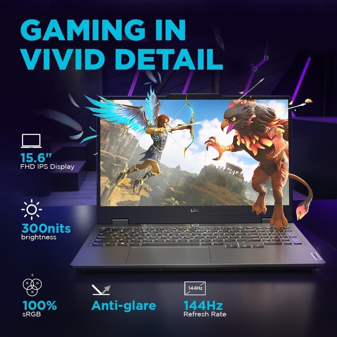 Lenovo LOQ 15.6 Gaming Laptop RTX 4060-13th Gen i7-13700H 14 Core - FHD IPS Display 144Hz - Backlit Keyboard - Windows 11 - Wi-Fi 6 - Webcam - RJ45 - HDMI Cable (32GB DDR5 RAM |2TB PCIe SSD) Bild 3