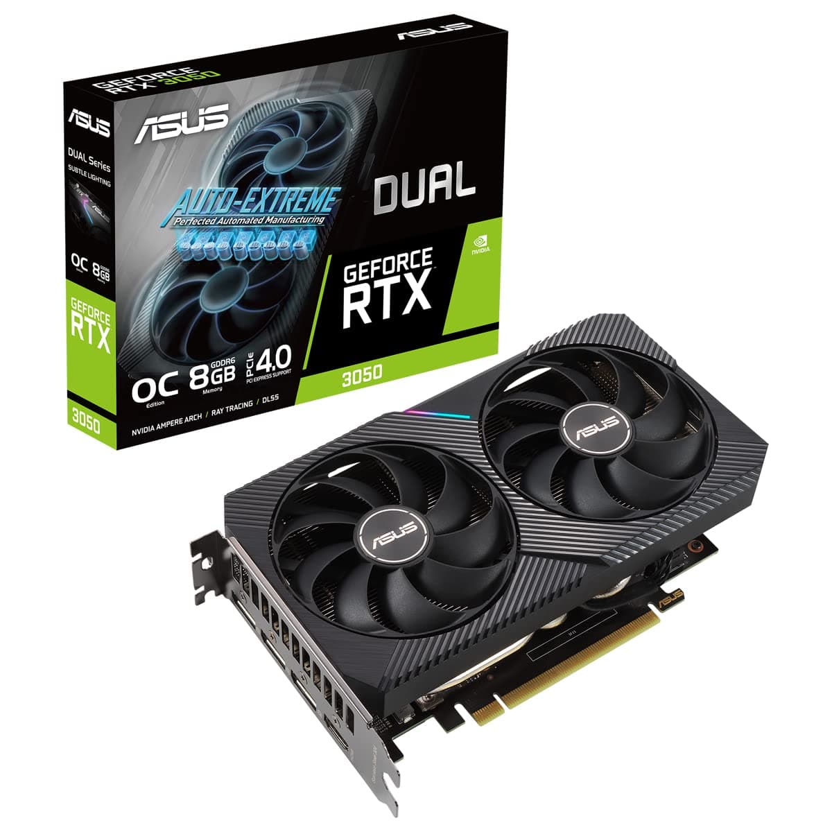 ASUS GeForce Dual RTX 3050 8GB OC Edition Gaming Grafikkarte (NVIDIA Ampere, GDDR6 Speicher, PCIe 4.0, 1x HDMI 2.1, 3X DisplayPort 1.4a, DUAL-RTX3050-O8G) OC Edition Dual RTX 3050
