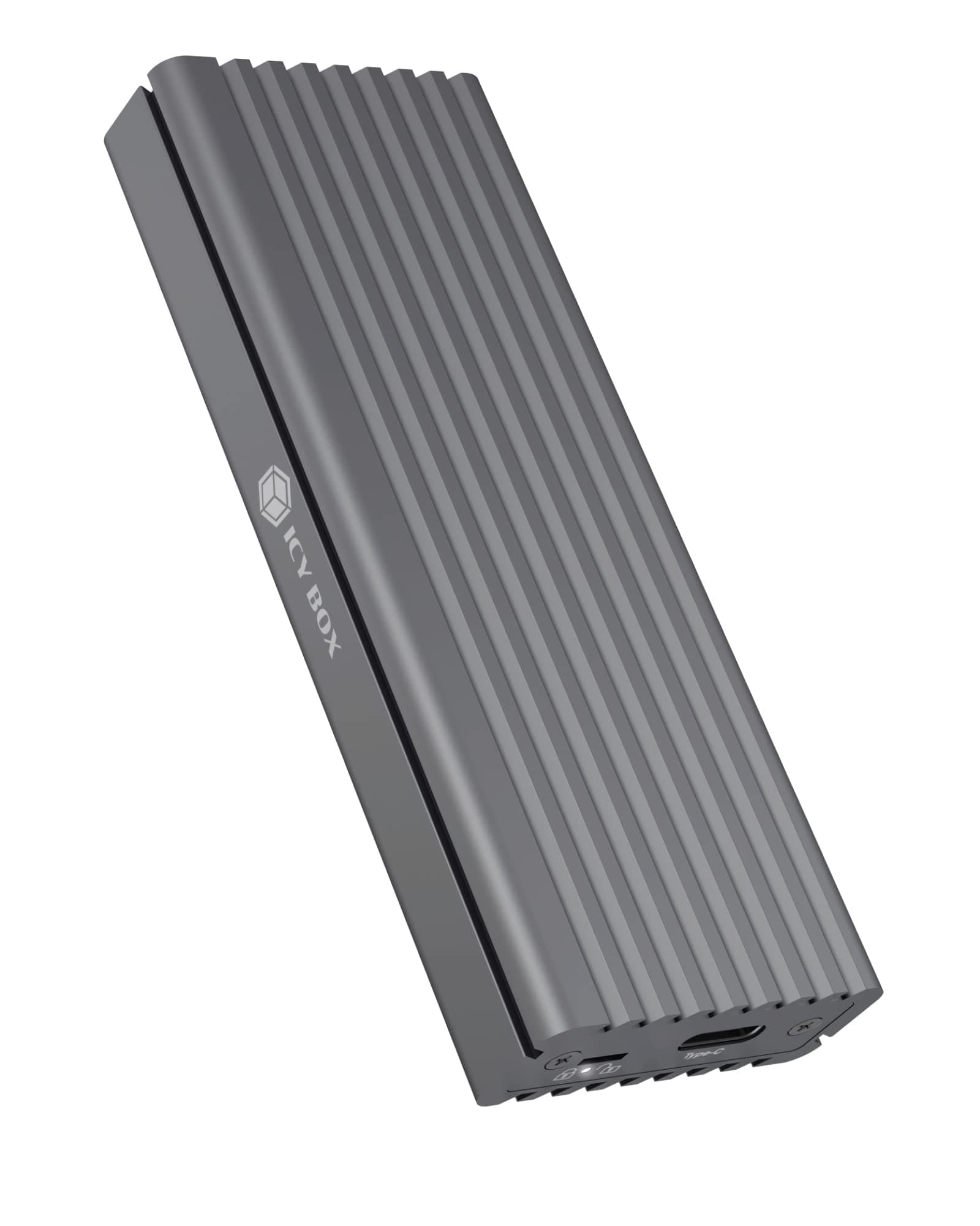 ICY BOX SSD M.2 NVMe Gehäuse, USB 3.1 (Gen2, 10 Gbit/s), Kühlsystem, USB-C, USB-A, PCIe M-Key, Aluminium, grau Anthrazit