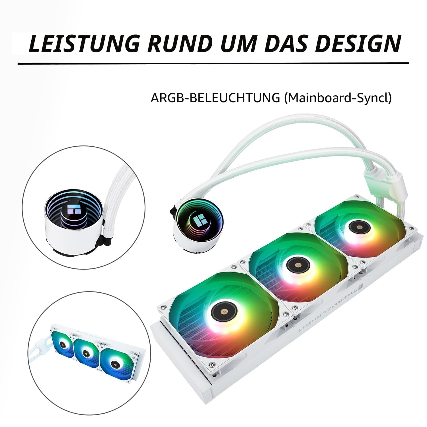 TR Frozen Notte 360 WHITE ARGB V2 CPU-Kühler, Wasser-CPU-Kühler, Spezifikationen des CPU-Kühlers 360 weiß, Dual-Lüfter PWM, S-FDB -Kugellager, geeignet für AMD/AM4, AM5, LGA1851 360MM WHITE-360MM Bild 5
