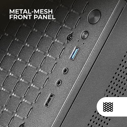 Mars Gaming MC-1000, Kompaktes MicroATX-Gehäuse, Metall-Mesh-Frontdesign, Volles Seitenfenster, 1x Ultra-Silent FDB 80mm Lüfter, Schwarz Bild 4