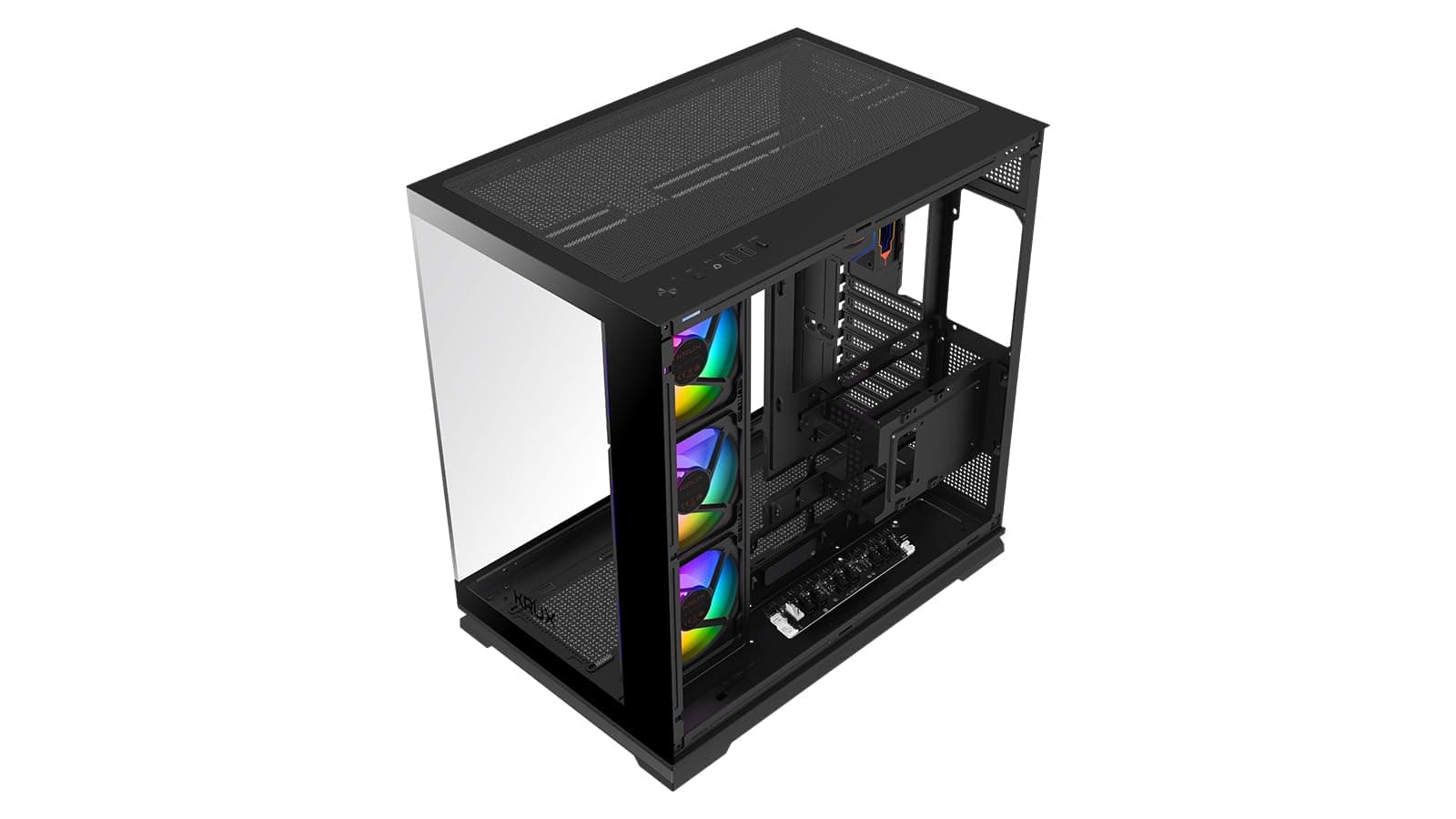 KRUX Atron PC Gehäuse ATX Gaming – Panoramisches gehärtetes Glas, 4X 120 mm ARGB PWM Lüfter, LED ARGB Streifen, USB-C, Airflow, GPU bis 420 mm, Computer Gehäuse Schwarz, Gaming Case Tower Bild 5