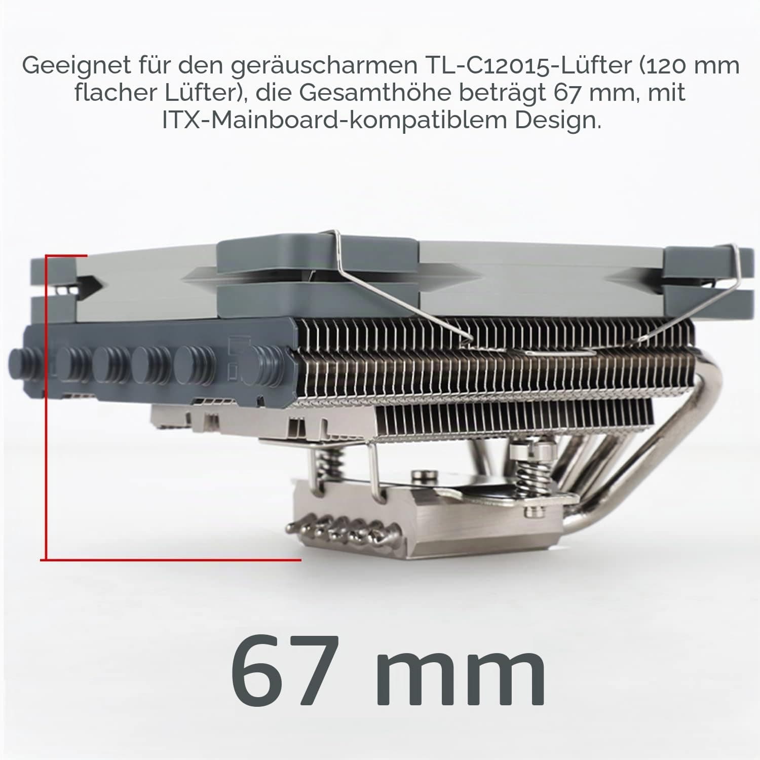 TR AXP120-X67 Low-Profile-CPU-Luftkühler mit 120mm TL-C12015 PWM Lüfter, 6 Heatpipes, 67mm Höhe, für AMD AM4 AM5/Intel 1700/1150/1151/1155/1200/2011 Bild 5
