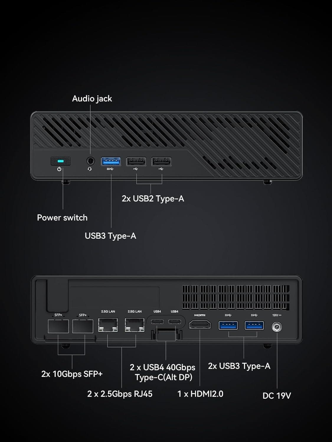 MINIS FORUM MS-01 Mini Workstation Intel Core i5-12600H (vPro Enterprise Support) Mini PC,2X 10Gbps SFP+/2X 2.5G RJ45/2x USB4/HDIM/1x PCIe4.0x16 Slot/Support 3X M.2 2280/22110/U.2 SSD,Pas de RAM/SSD MS-01-S1260 0/0 Bild 7
