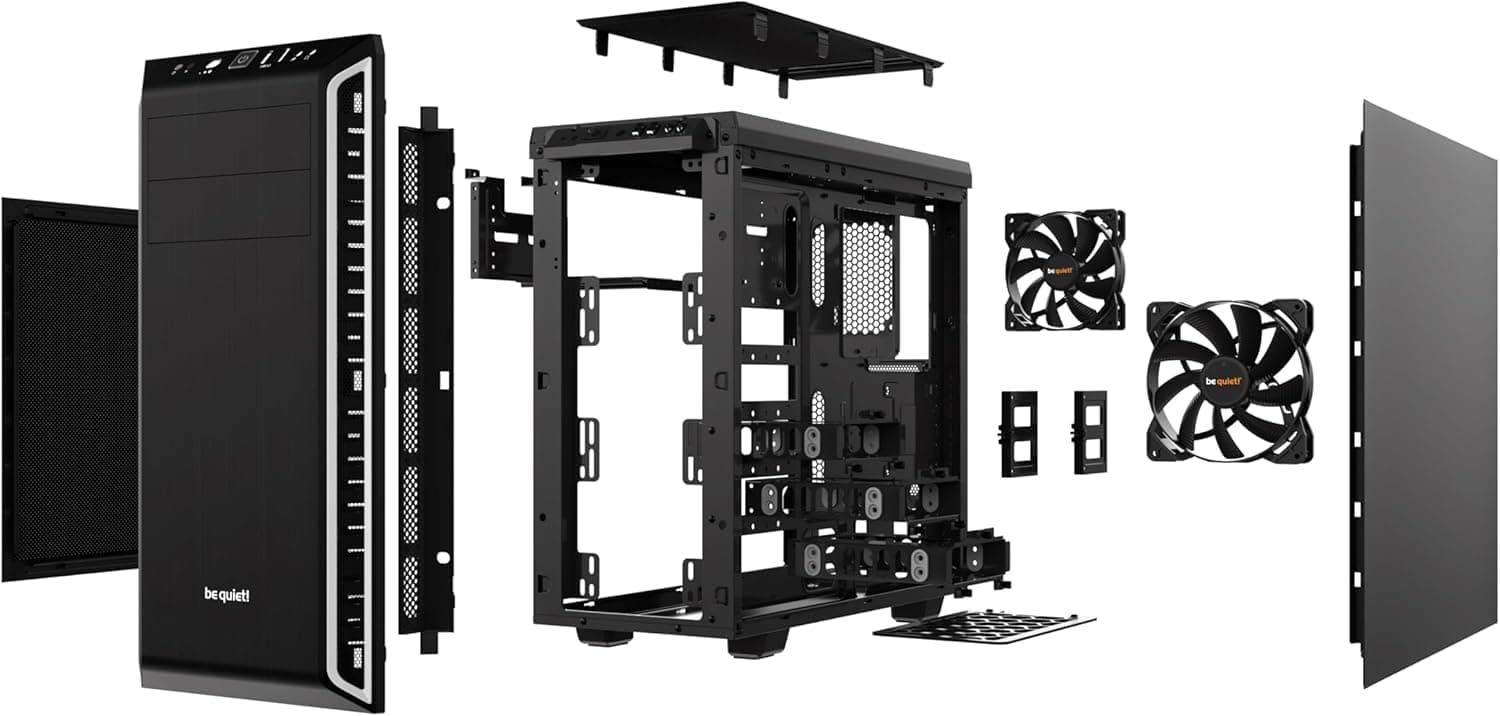 be quiet! Pure Base 600 Silver PC-Gehäuse, 2X Pure Wings 2 Lüfter, Radiatoren bis 360mm, 3-stufige Lüftersteuerung Bild 7
