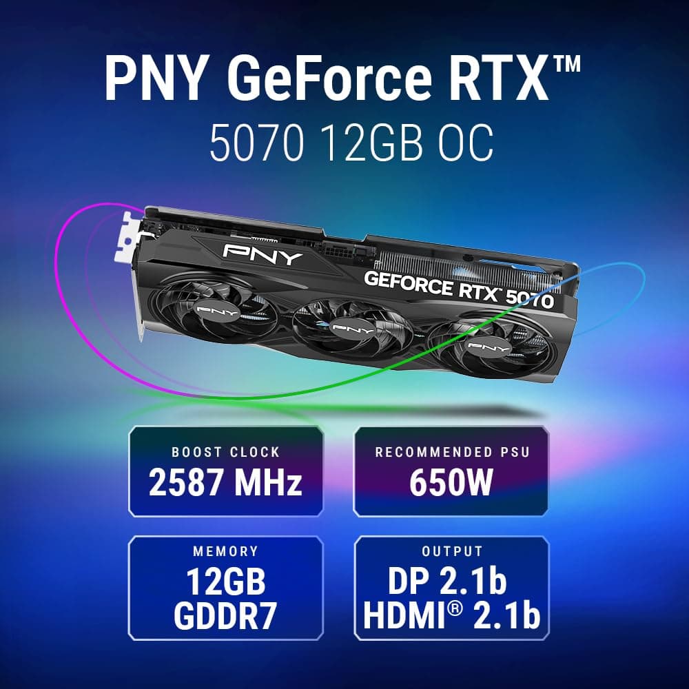 PNY GeForce RTX™ 5070 12GB OC Triple Fan Grafikkarte DLSS 4 VCG507012TFXPB1-O OCTriple Fan Bild 4