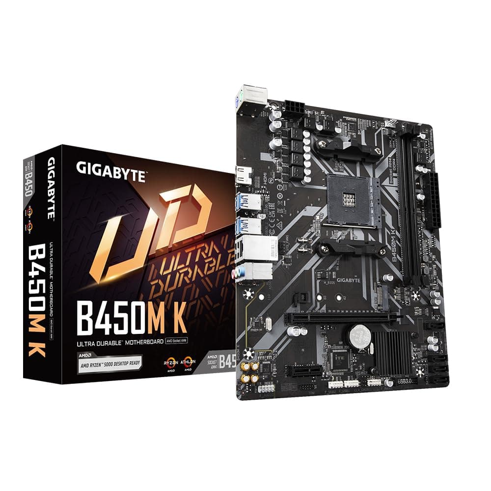 GIGABYTE B450M K Mainboard - Unterstützt AMD Series 5000 CPUs, up to 3600MHz DDR4 (OC), 1xPCIe 3.0 M.2, GbE LAN, USB 3.2 Gen 1 Bild 2