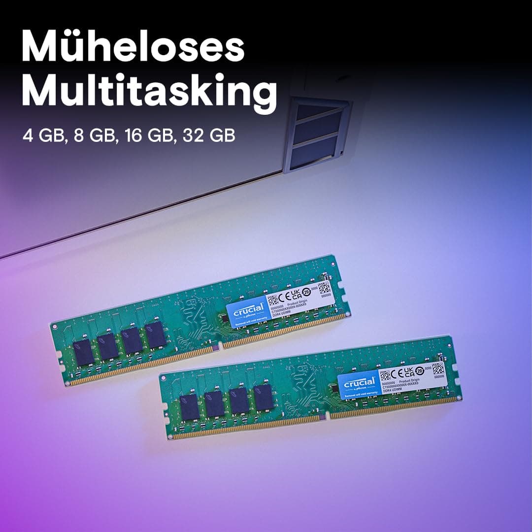 Crucial DDR4 RAM 32GB 3200MHz CL22, PC Computer Arbeitsspeicher, (auch 2933MHz / 2666MHz) - CT32G4SFD832A 3200MHz 32GB Bild 7