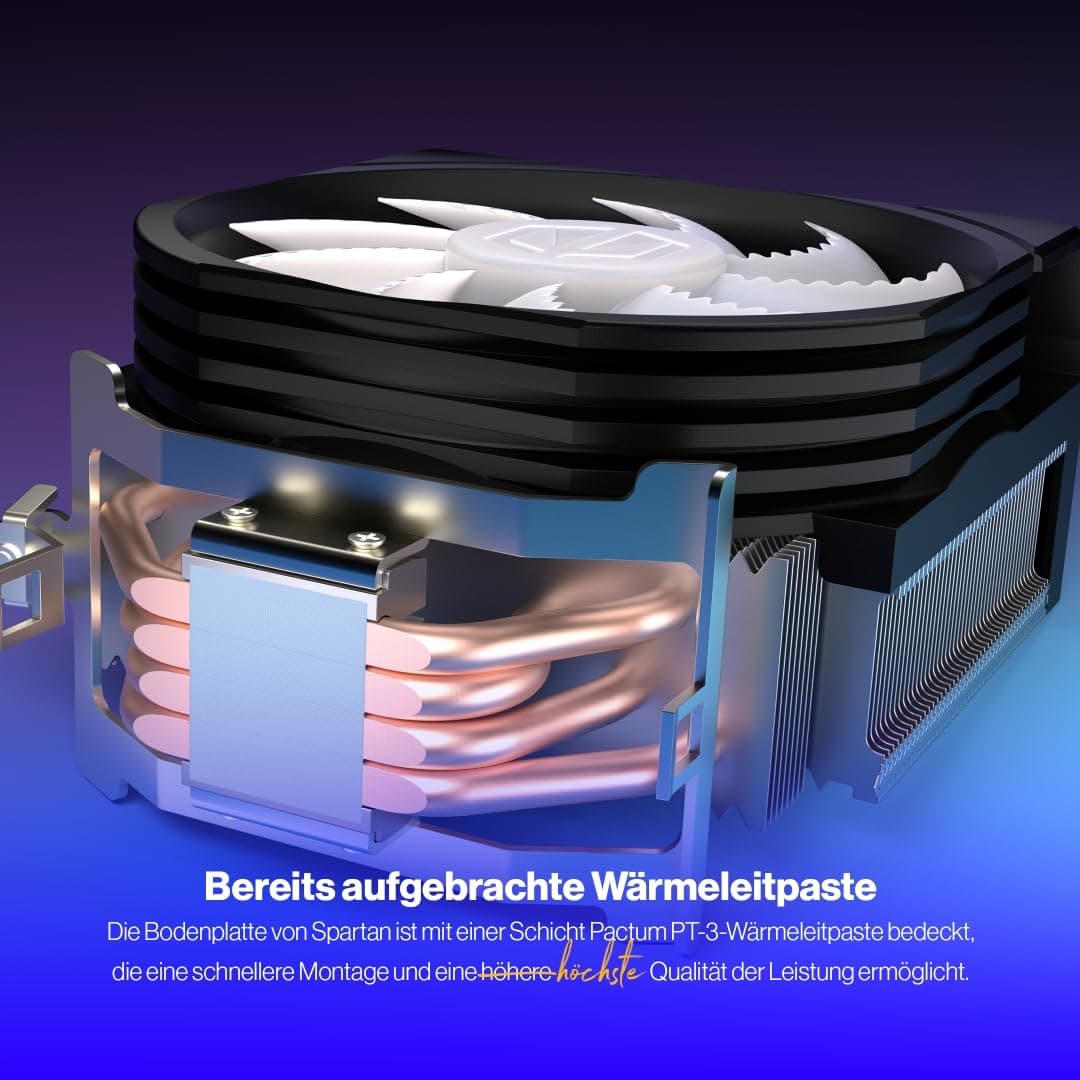 ENDORFY Spartan 5 MAX ARGB CPU Kühler 120 mm PWM, Prozessorkühler, leiser Tower Kühler, 4 Heatpipes, ARGB LED, AM5 AM4 LGA1700 Intel AMD, 180W TDP, Wärmeleitpaste enthalten Bild 5