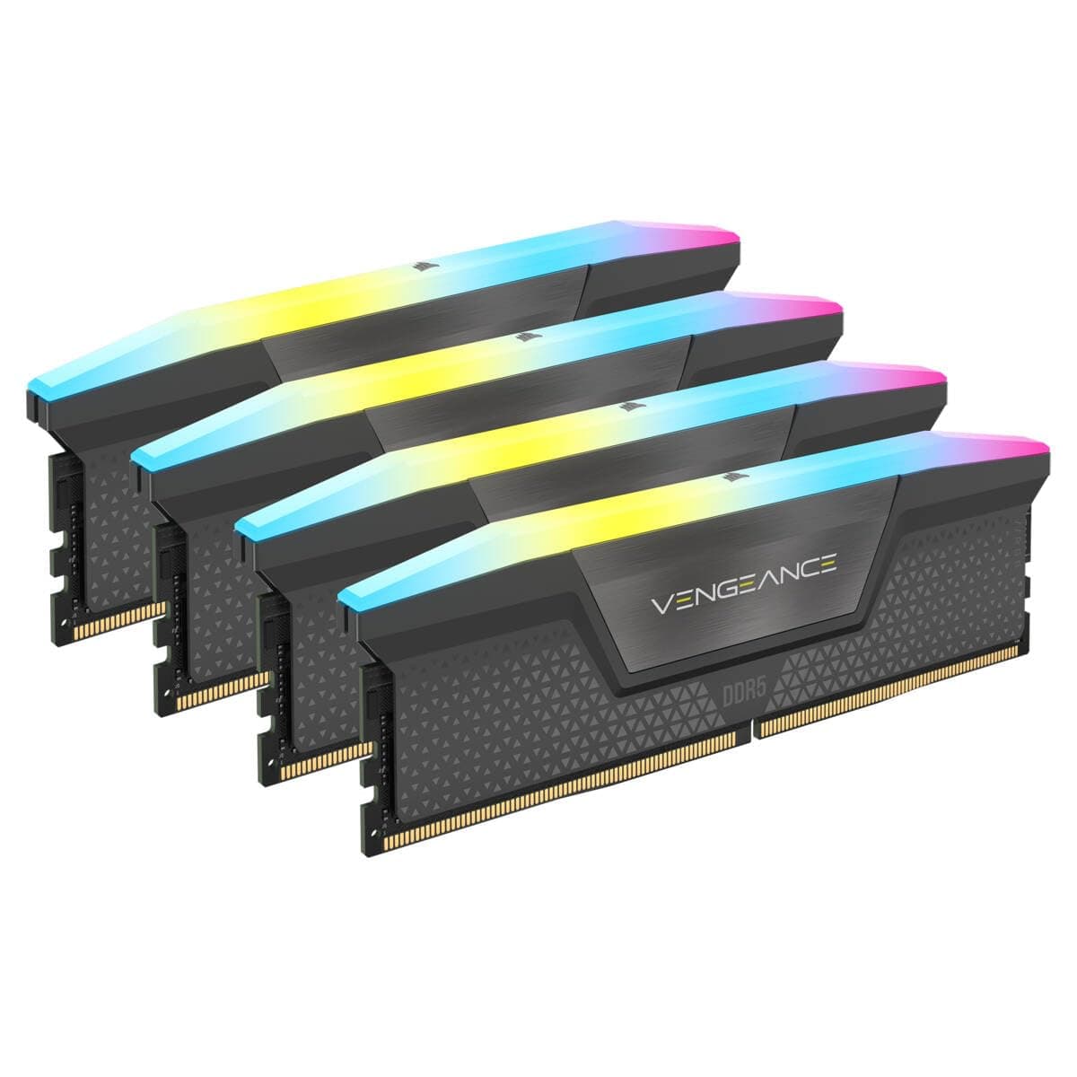 CORSAIR VENGEANCE RGB DDR5 RAM 64GB (4x16GB) Bis zu 5600MHz CL36-36-36-76 1.25V AMD EXPO Intel XMP 3.0 Desktop-Arbeitsspeicher – Grau (CMH64GX5M4B5600Z36) 64GB (4 x 16GB)