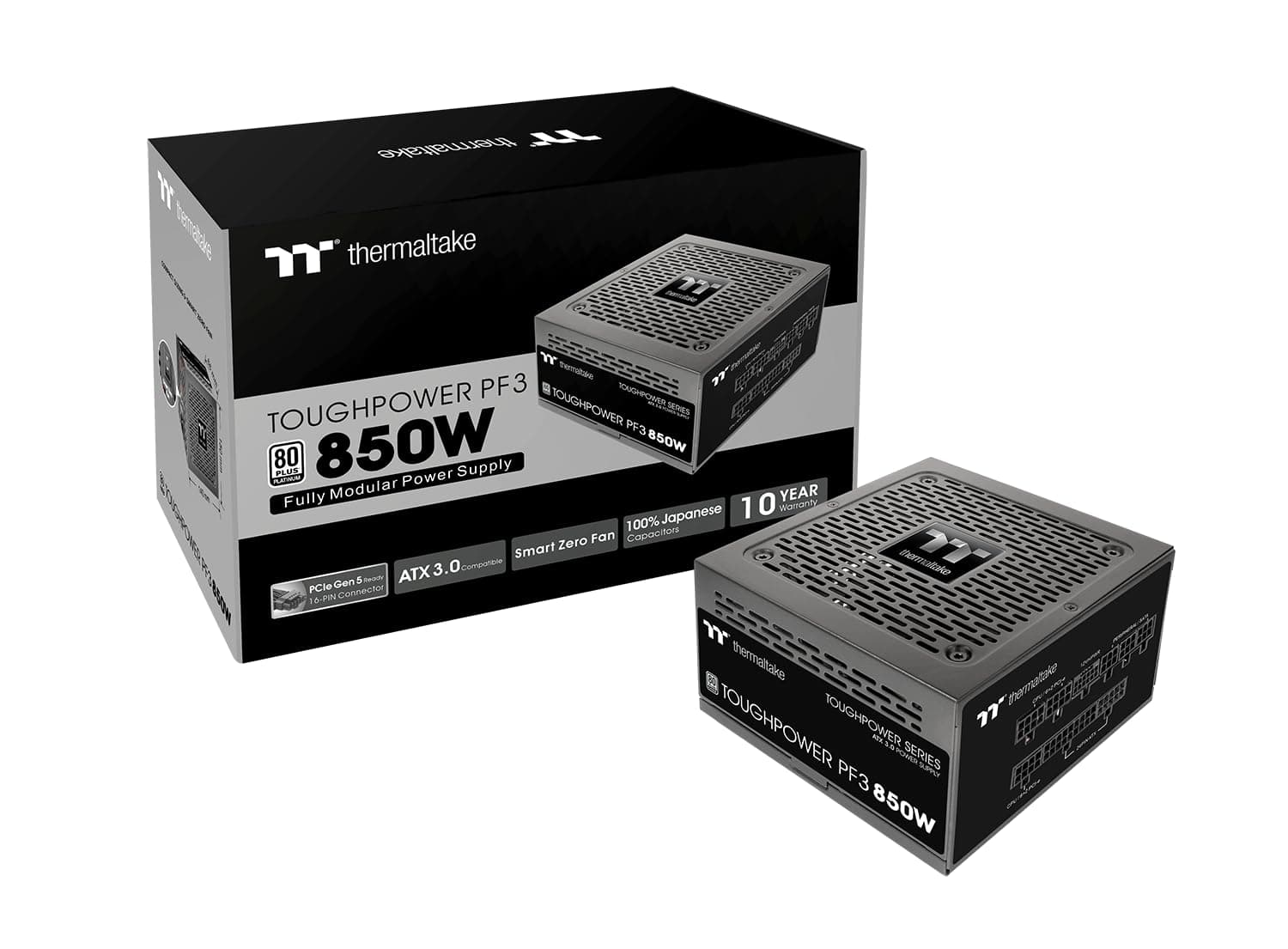 Thermaltake Toughpower PF3 850W Gen 5 | ATX 3.0 | PCIe Gen 5 Ready | Smart Zero Fan | 80 Plus Platinum | Fully Modular
