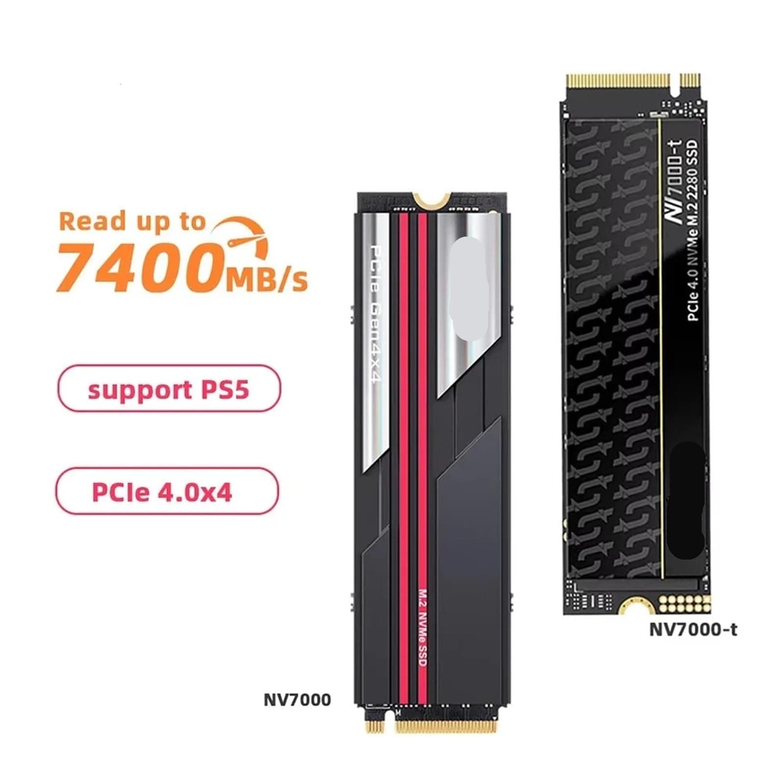 Generisch Kompatibel mit 7400 MB/s M.2 2280 PCIe 4.0x4 NVMe SSD, 512 GB 1 TB 2 TB 4 TB, interne Festplatte for PS5, Laptop und PC(NV7000-t 4TB) Bild 3