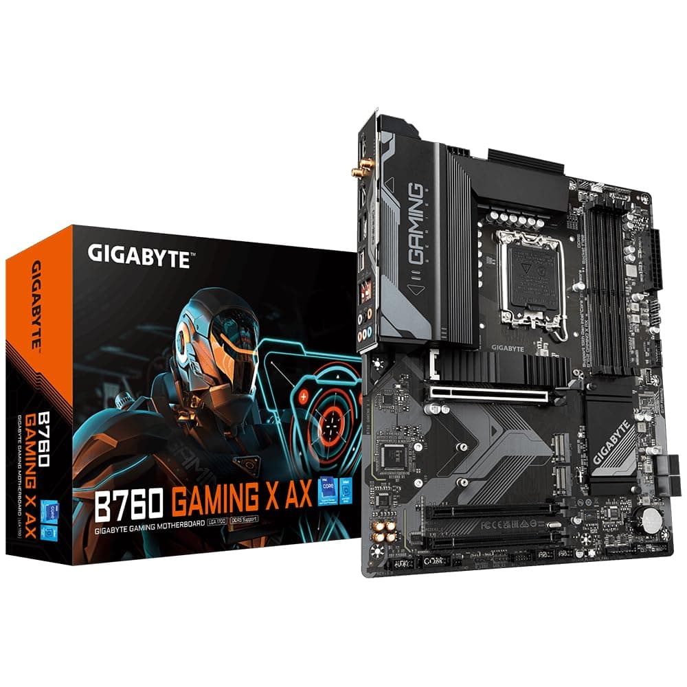GIGABYTE B760 Gaming X AX Mainboard - Unterstützt Intel Core Prozessoren der 14. Generation, 8+1+1 Phasen digitales VRM, bis zu 7600MHz DDR5 (OC), 3X PCIe 4.0 M.2, Wi-Fi 6E, 2.5GbE LAN, USB 3.2 Gen 2 Bild 2