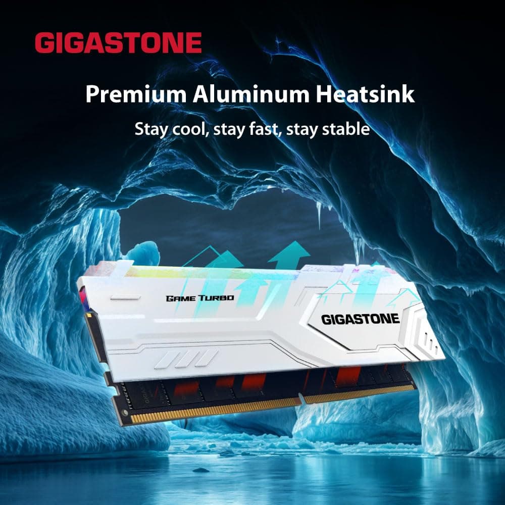 【RGB DDR5 RAM】 GIGASTONE Game Turbo 64GB Kit (4x16GB) DDR5-6400MHz PC5-51200 CL40-40-40-84 Intel XMP 3.0 AMD Expo 1.35V UDIMM 288 Pin Unbuffered NNicht-ECC ungepuffert Desktop Arbeitsspeicher - Weiß Bild 5