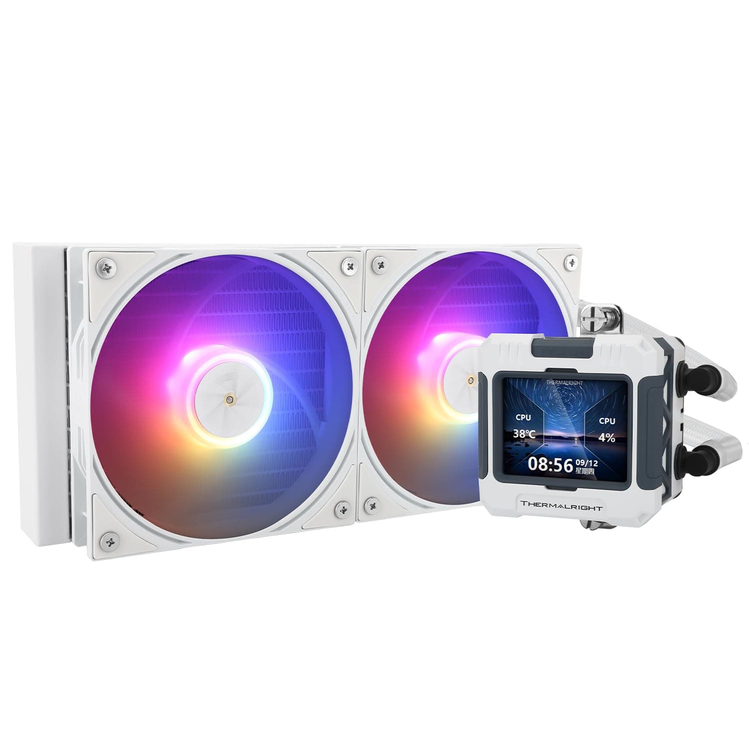 Thermalright FW 240 Weiß ARGB CPU-Wasserkühlung mit 2 PWM-Lüftern, IPS 320 * 240 Auflösung LCD-Bildschirm,240 AIO-Kühlung,flüssiger CPU-Kühler für Intel PC Aio-Kühler: AM4/AM5/LGA1700/1851 Bild 2