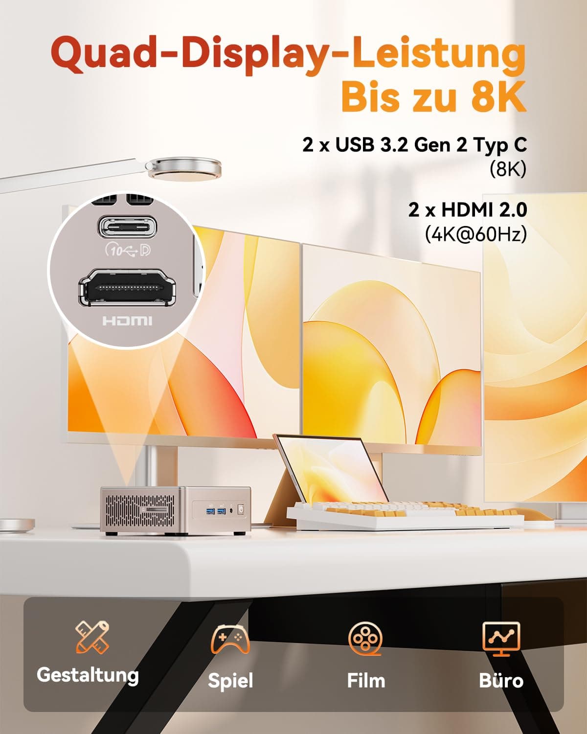GEEKOM Mini PC A5 mit AMD Ryzen 5 7430U, Aufrüstbar DDR4 RAM+1TB SSD(max 4TB), Windows 11 Pro, Ultra-leiser kompakter Desktop-PC mit AMD Radeon Grafik,Dual HDMI 4K-Ausgang,SD-Slot für Home/Office R5 7430U(16GB+1TB) Bild 6