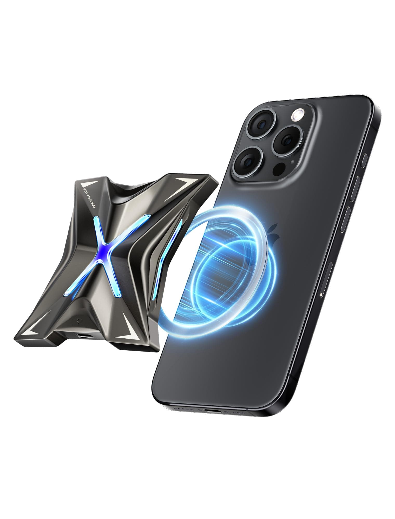 MOVE SPEED Externe Festplatte 2TB, Externe SSD bis zu 2060MB/s mit Magnetischer Befestigung & RGB-Licht, USB 3.2 Gen 2x2 PSSD aus Zinklegierung für PS5, Xbox, iPhone 17/16/15 Pro, Mac, PC