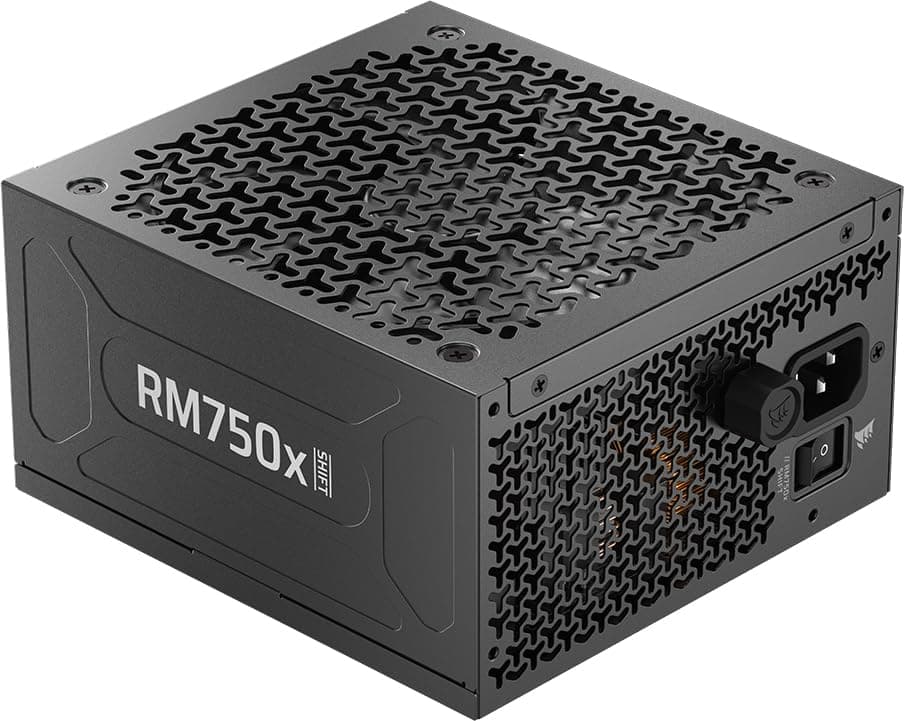 CORSAIR RM750x Shift (2025) Vollmodulares ATX-Netzteil – Modulare Seitenschnittstelle, 12-V-2x6-Kabel, ATX 3.1 und PCIe 5.1, Lüftergeschwindigkeit, 105°C-Kondensatoren, Cybenetics Gold – Schwarz 750w