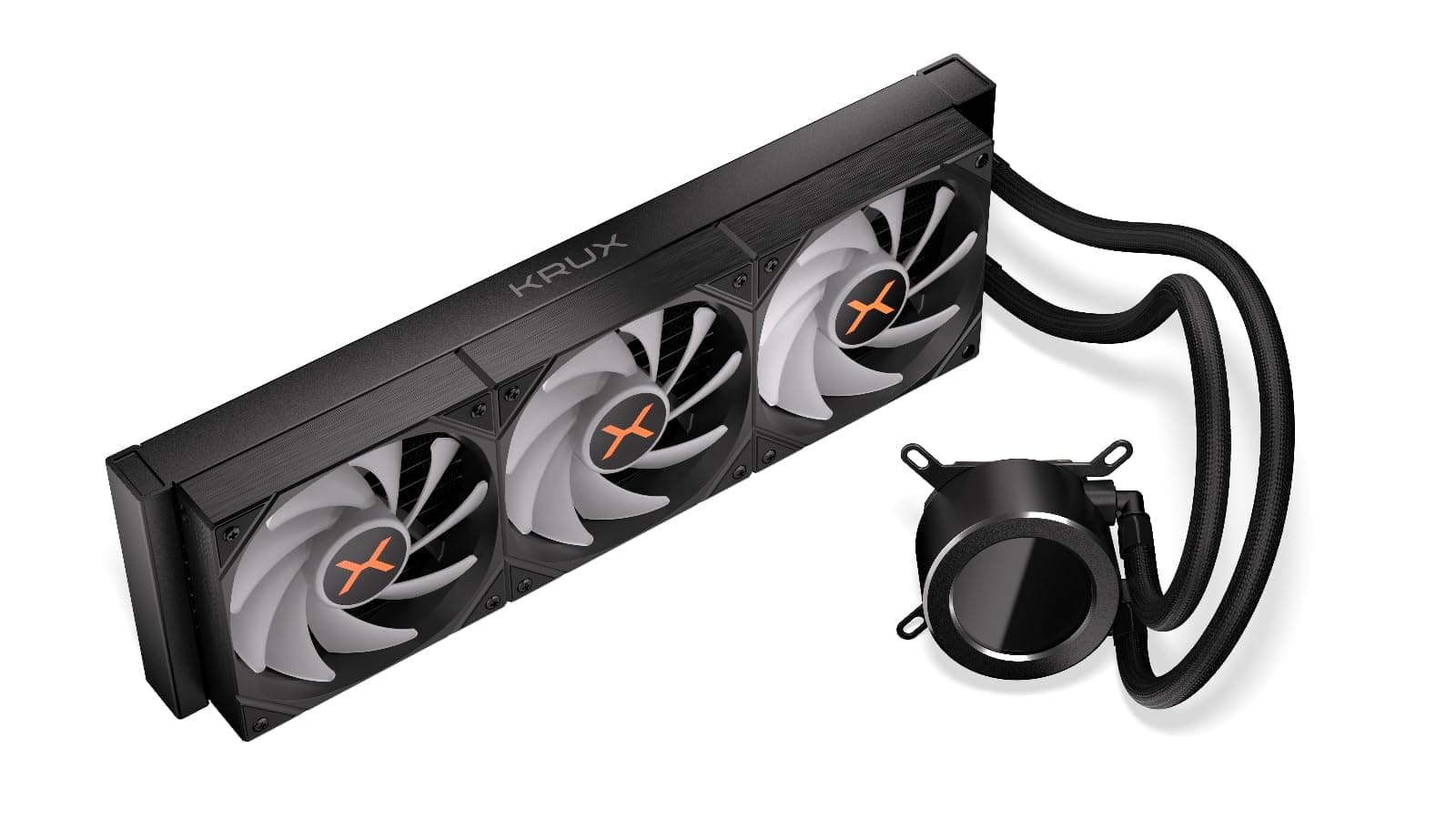 KRUX HydroGlance 360 ARGB LCD, AIO-Wasserkühlung für Prozessoren, personalisierbares LCD-Display, 360 mm, 3x120 mm ARGB-Lüfter, Kupfer-Wasserblock, kompatibel mit AM4, AM5, LGA1851, LGA1700, LGA1200 Bild 5