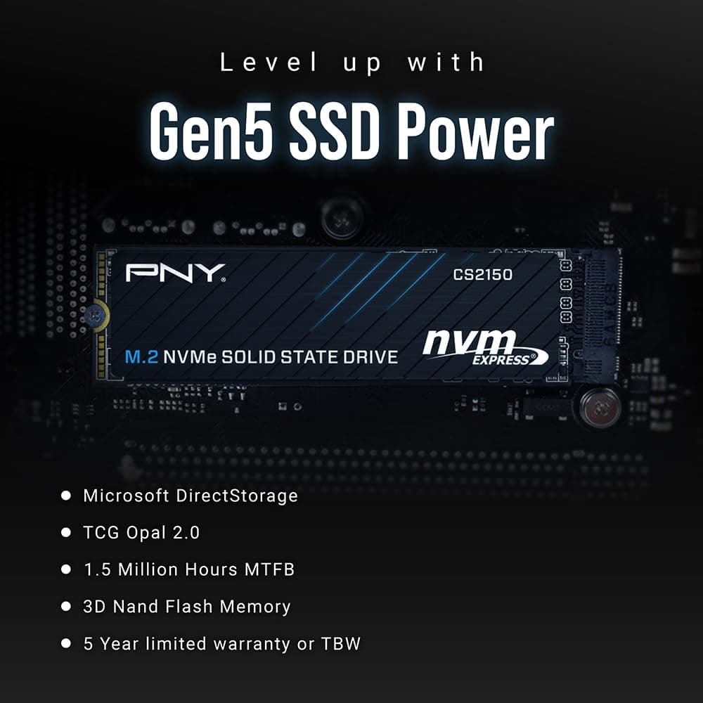 PNY CS2150 4TB Gen5 SSD PCIe NVMe M.2 2280 – Bis zu 9.200 MB/s Lesen – KI-Anwendungsbereit, ideal für Gaming, Foto-/Videobearbeitung, anspruchsvolle Workstations – Internes Solid-State-Laufwerk Bild 5