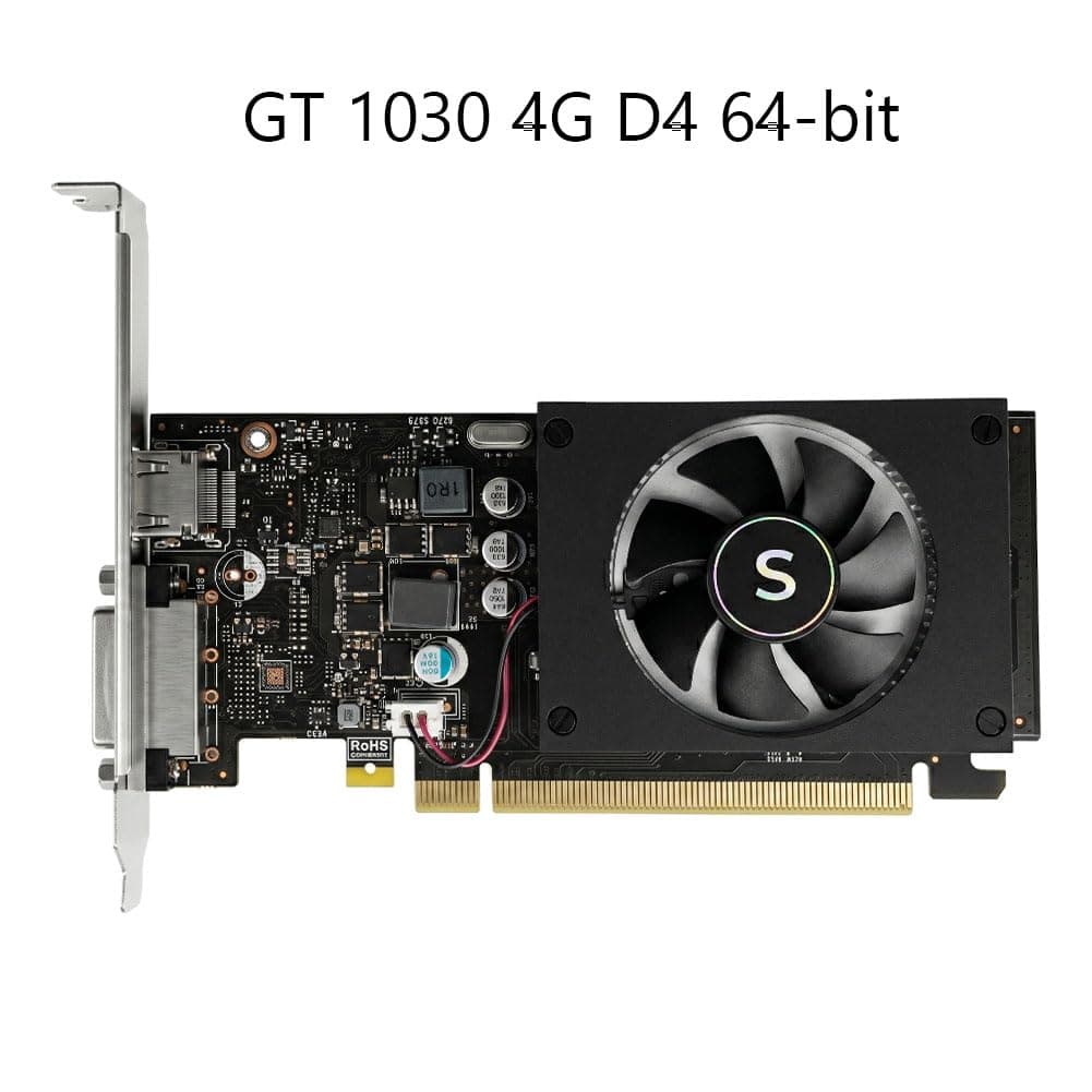 GT 1030 Grafikkarte, 4GB GDDR4 64-bit, HDMI DVI, Low Profile, PC Video Card Gaming, Computer GPU, 4K Support, DirectX 12, 2 Displays Support Bild 3
