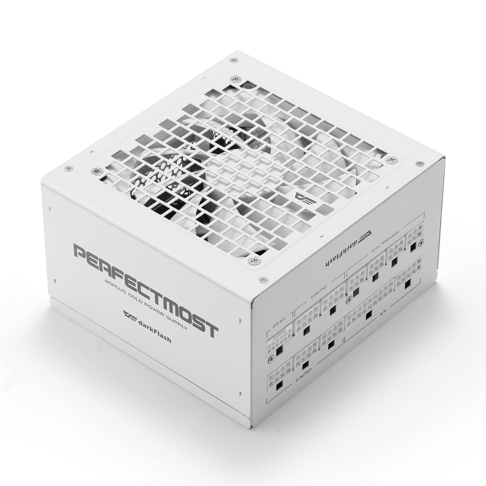 darkFlash PMT750 Vollmodulares ATX 3.1-Netzteil, 80 Plus Gold Effizienz, PCIe 5.1 & 12VHPWR-Unterstützung, 100% Japanische 105°C-Kondensatoren, Kompakte 150-mm-Bauweise (Weiß) 750 Watts Weiß