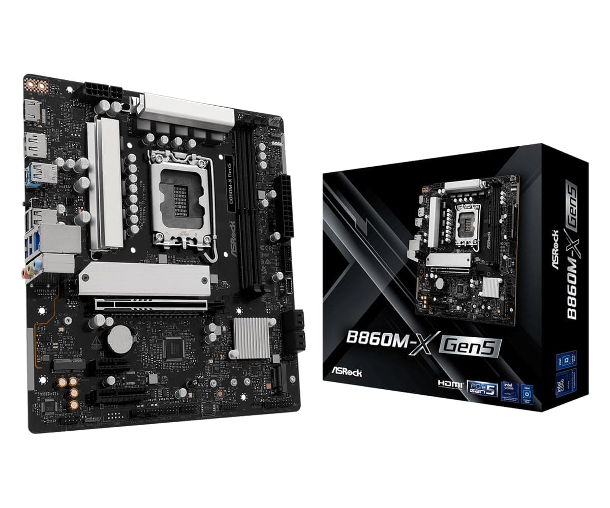 ASRock B860M-X Gen5 Motherboard, Micro ATX, LGA1851 Socket, Intel B860 Chipset, DDR5 bis 9066+ MHz, PCIe 5.0 Bild 2