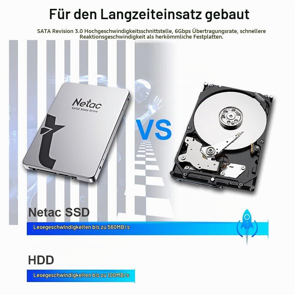 Netac Internes Solid State Laufwerk SSD 1TB, SSD Festplatte Intern Sata 3.0 2,5 Zoll für Laptop, PC, Desktop, (N530S, Aluminiumlegierung, Silber grau) Bild 7