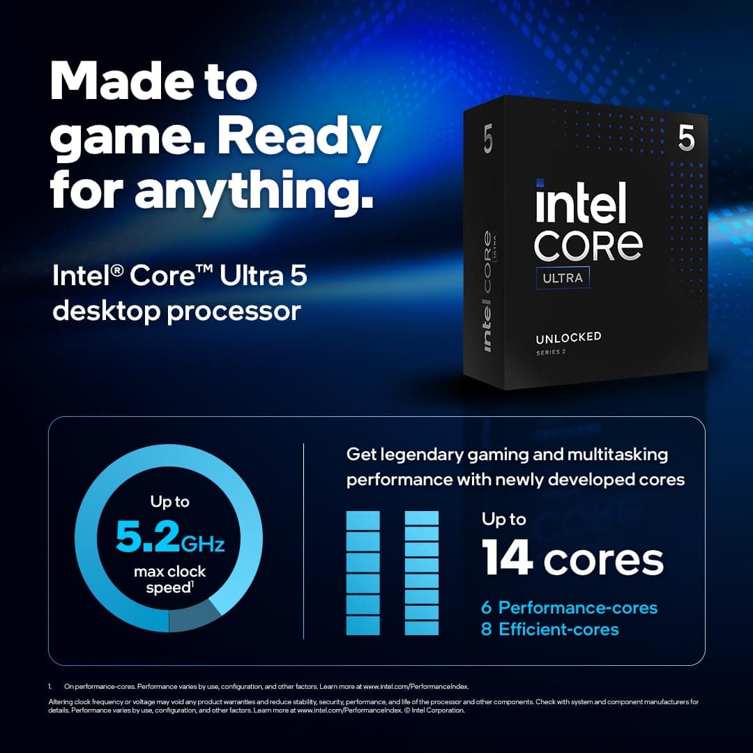 Intel® Core™ Ultra 5 Desktop-Prozessor 245K 14 Kerne (6 P-cores + 8 E-cores) bis zu 5,2 GHz 5 245K Bild 3