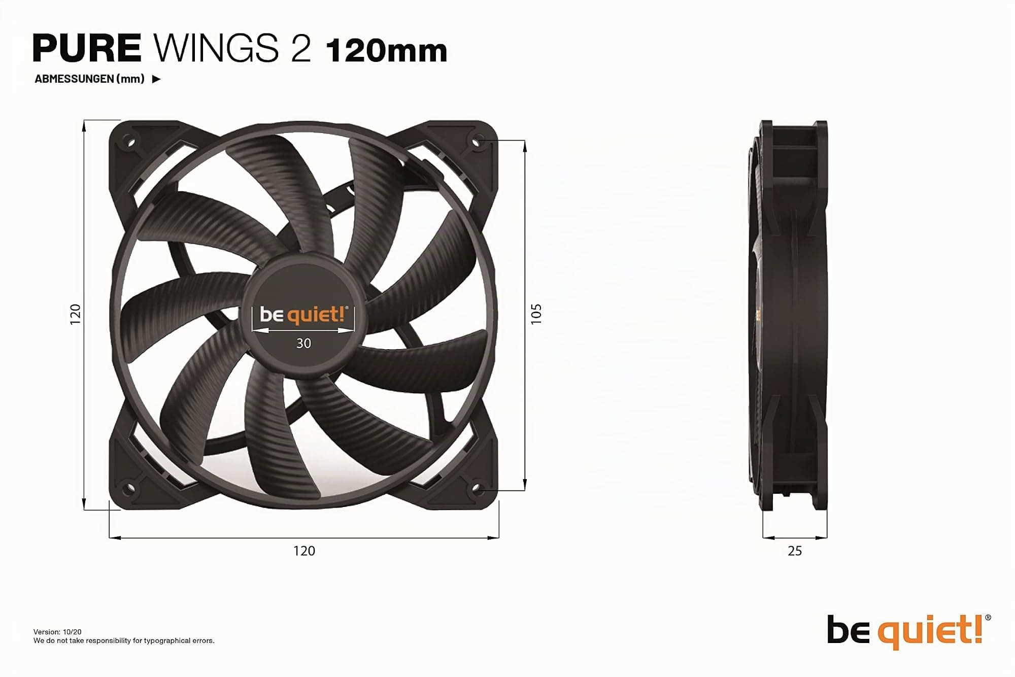 be quiet! Pure Wings 2 PWM PC Gehäuse Lüfter Schwarz (B x H x T) 120 x 120 x 25mm, 3.6 W, 12 V, BL081 Bild 7