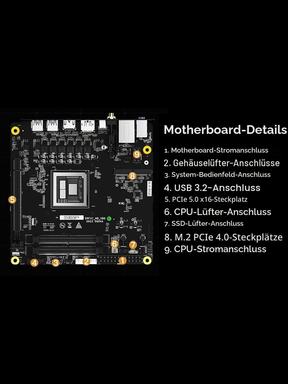 MINIS FORUM BD775i SE Mini-ITX Mainboard, AMD Ryzen 7 7745HX (8C/16T, bis zu 5,1 GHz), PCIe 5.0 x16, Dual M.2 PCIe 4.0, DDR5 RAM, Triple Display (HDMI/DP/USB-C), 2,5 GbE LAN Bild 7