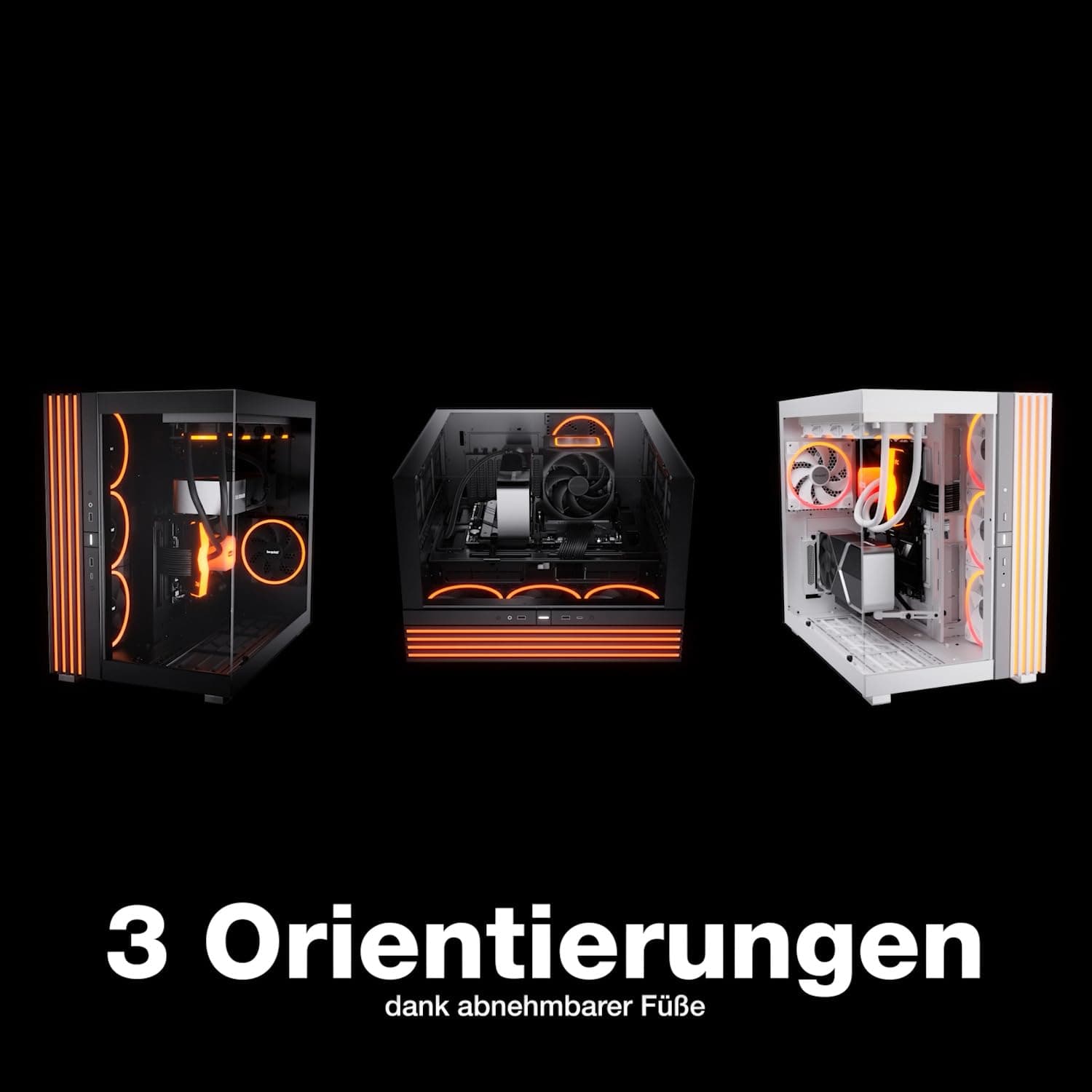 be quiet! Light Base 900 DX White PC-Gehäuse, atemberaubender Panorama-Blick, Show Case, Dual Chamber Design, massiver ARGB LED-Streifen, invertiert und horizontal nutzbar, E-ATX Mainboard kompatibel Bild 3