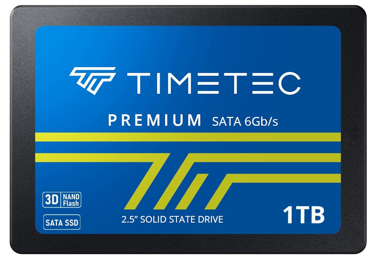 Timetec 1TB SSD 3D NAND SATA III 6 Gb/s 2,5 Zoll 7 mm (0,28 Zoll), Lesegeschwindigkeit bis zu 550 MB/s, SLC-Cache, Leistungssteigerung, internes Solid-State-Laufwerk für PC