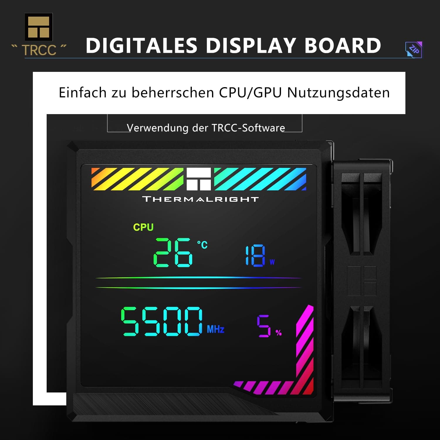 TR-Thermalright Peerless Assassin 140 Digital Black CPU-Kühler,Double Tower mit 6 Heatpipes, DualCPU Lüfter-1850U/min,Obere Abdeckung der Digitalanzeigeplatine-Magnetisch,für AM5,Intel LGA1851/1700 Bild 5