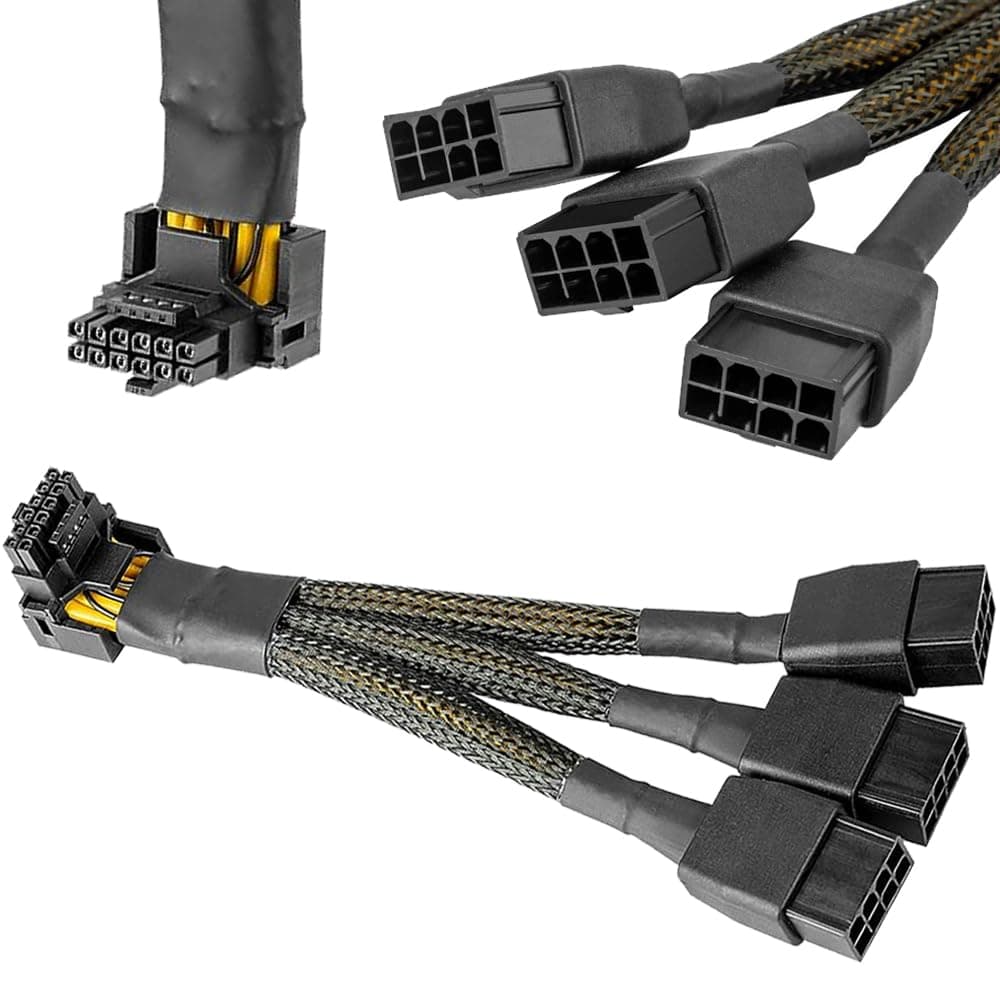 16 AWG PCIE 5.0 12VHPWR 600W 3x8 Pin auf 16Pin (12+4Pin) 90 Grad rechtwinkliges Adapterkabel für Grafikkarte RTX 4090 4080 3090TI 4070Ti (Typ A)