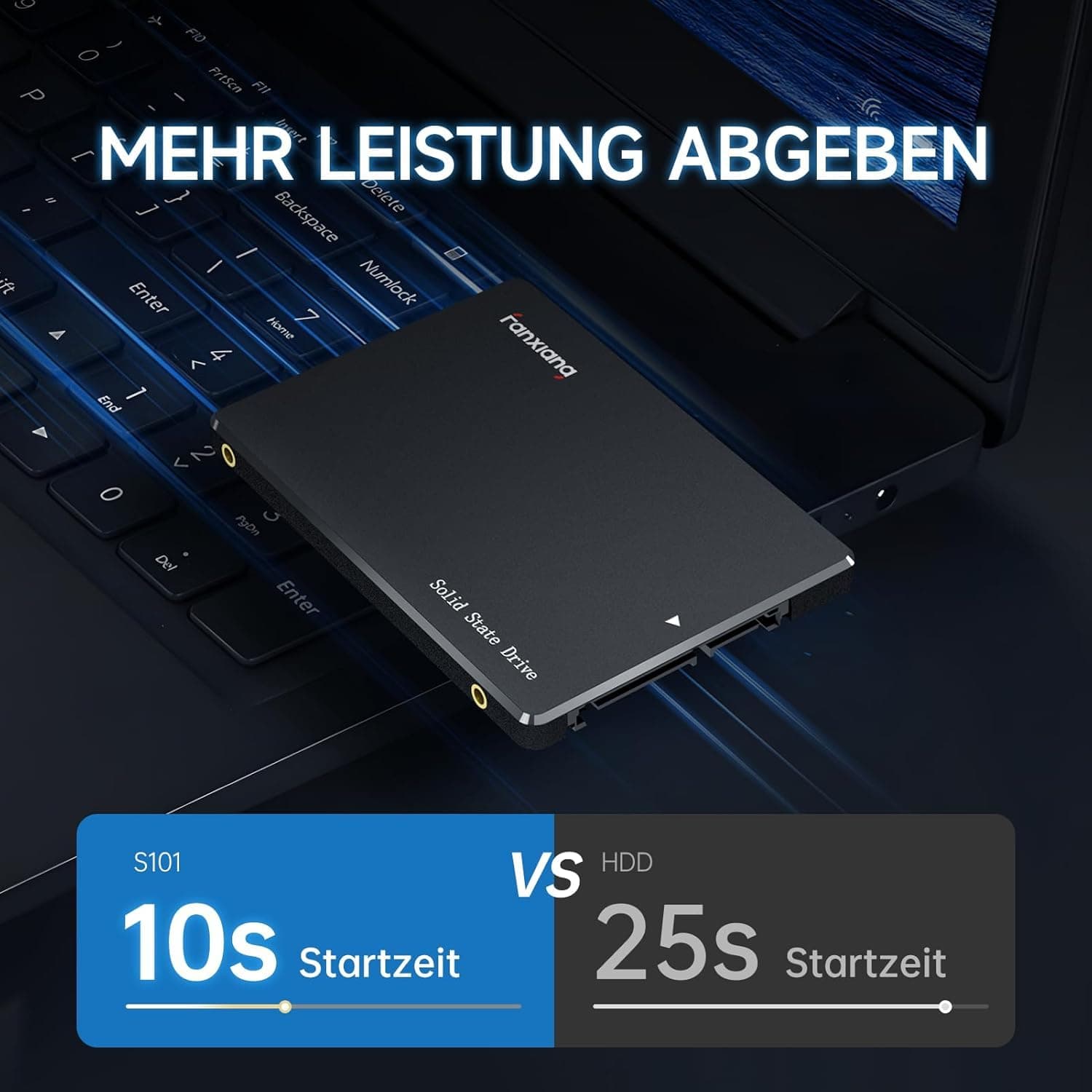 fanxiang S101 2TB SATA III 2,5-Zoll SSD Interne Festplatte, 550MB/s Lesen, 500MB/s Schreiben, SLC-Cache & 3D TLC NAND, für Laptops, Desktop-PCs und Spielkonsolen, Schwarz 2 TB S101 Bild 5