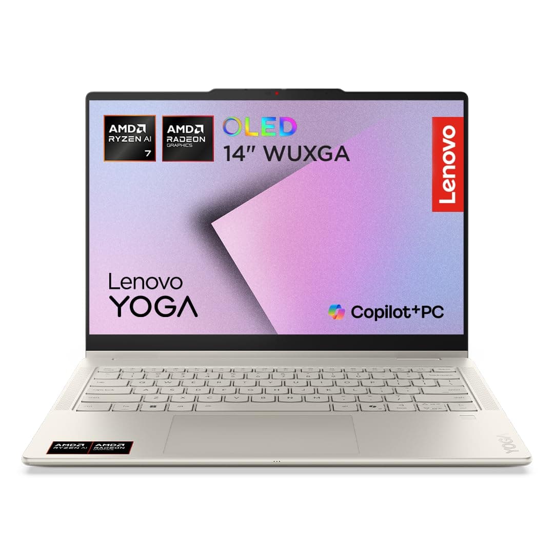 Lenovo Yoga 7 2-in-1 Laptop | Copilot+PC | 14" WUXGA OLED Touch Display | AMD Ryzen AI 7 445 | 32GB RAM | 1TB SSD | AMD Radeon Grafik | Windows 11 | QWERTZ | Seashell | 3 Monate Premium Care