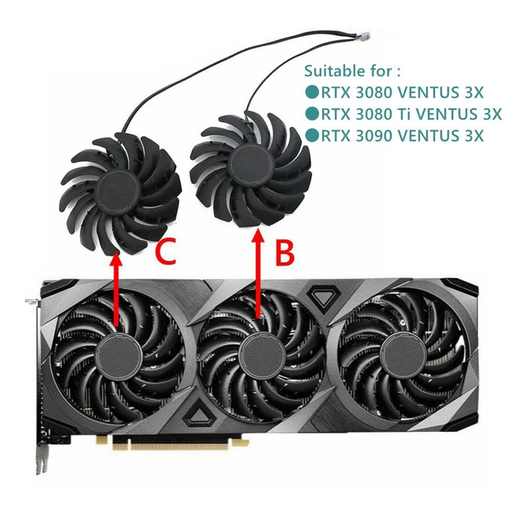 PLD09210B12HH 85mm Grafikkarten Lüfter Kompatibel mit MSI RTX 3080 3080Ti 3090 Ventus 3X Leiser Kühler Lüfter (B+C) Bild 5