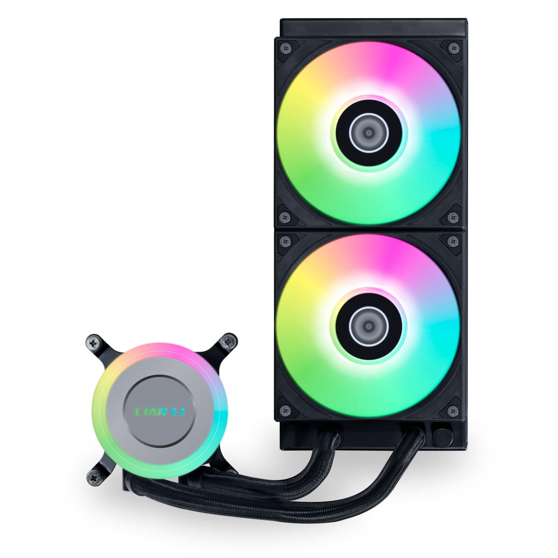 Lian Li GA II Lite 240 RGB AiO-Wasserkühlung mit Unendlichkeitsspiegel, 2x ARGB-Lüfter, 240-mm-Radiator, drehbares Logo, schwarz 240 RGB-Modelle Bild 3