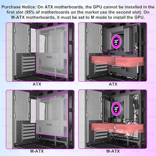 H3(2026) PC Gehäuse ATX – Vorinstalliert mit 6 Infinity Mirror PWM ARGB-Lüftern, Kompakter ATX Dual Kammer Mid Tower Gaming PC Gehäuse, 360MM Rad Unterstützung,mit Type-C 3.2 (Schwarz) Bild 4