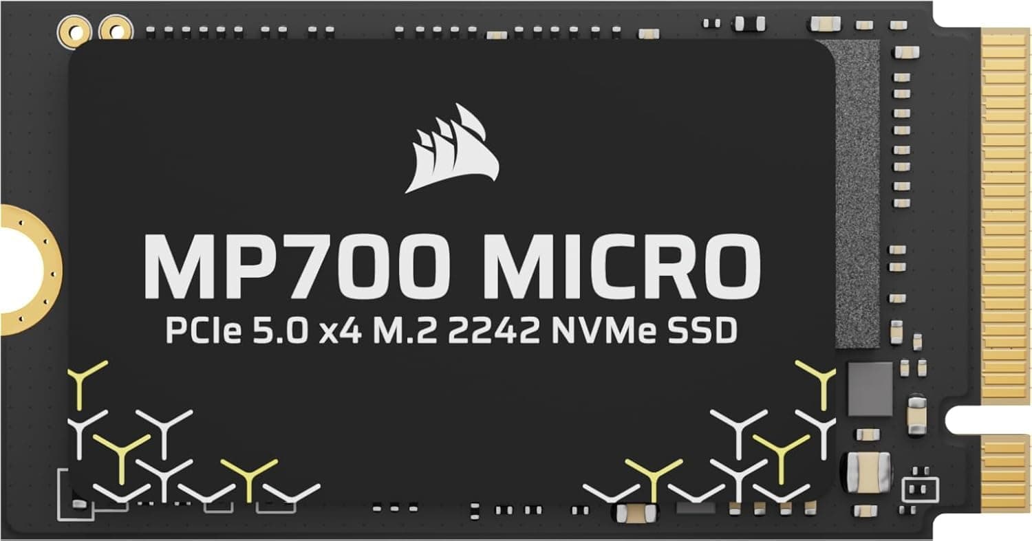 Corsair MP700 Micro 2TB PCIe 5.0 NVMe M.2 2242 SSD – Bis zu 10.000 MB/s Lesen, 8.500 MB/s Schreiben – Gen5 Geschwindigkeit für Laptops & Mini-PCs – Schwarz Bild 2