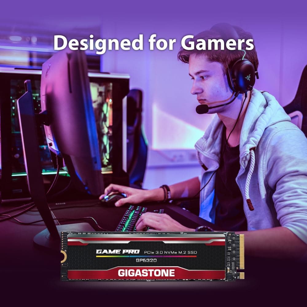 Gigastone SSD 2TB NVMe Gen3 Gaming M.2 2280 PCIe 3.0x4 Internes Solid State Laufwerk Festplatte Speicher Für PS5 Gamer Videoschnitt Grafikbearbeitung PC Laptop IT Pro 3D NAND SLC Cache 2,400MB/s Bild 5