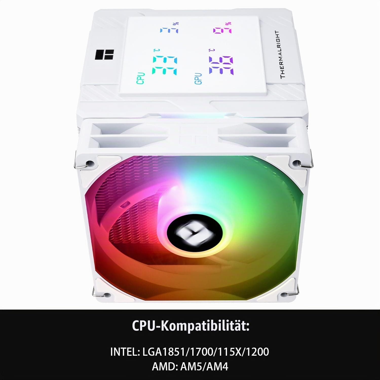 Thermalright Peerless Assassin 120 Digital ARGB White CPU-Kühler, Kühlung mit Doppeltürmen und Doppellüftern,CPU-Luftkühler,Digitale Bildschirmabdeckung,für AM4/AM5,Intel LGA1851/1700/115X/1200 Bild 5
