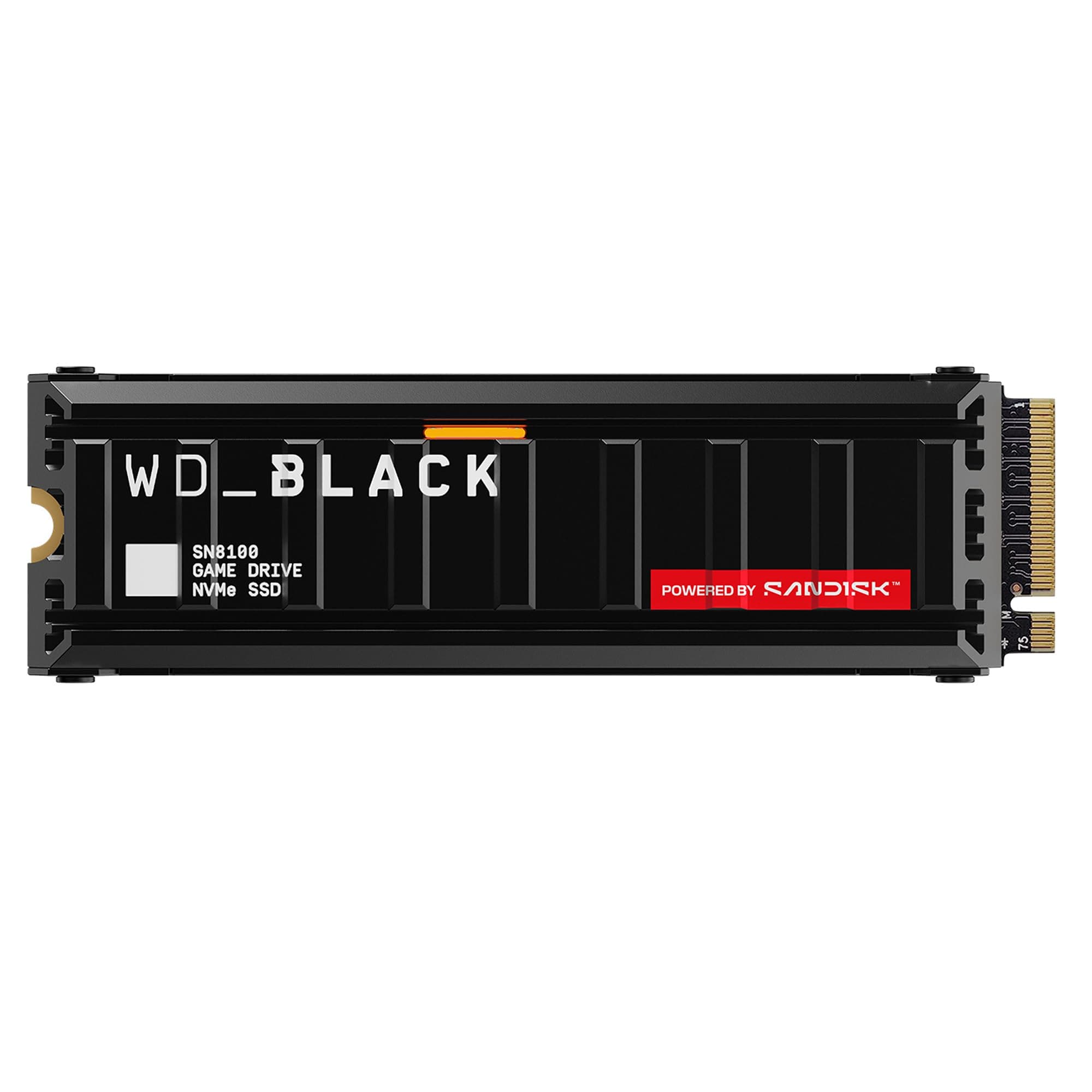 WD_Black SN8100 4 TB PCIe 5.0x4 NVMe M.2 SSD mit Kühlkörper, Lesegeschwindigkeiten von bis zu 14.900 MB/s, Schreibgeschwindigkeiten von bis zu 14.000 MB/s, TLC 3D CBA NAND 4 TB Heatsink