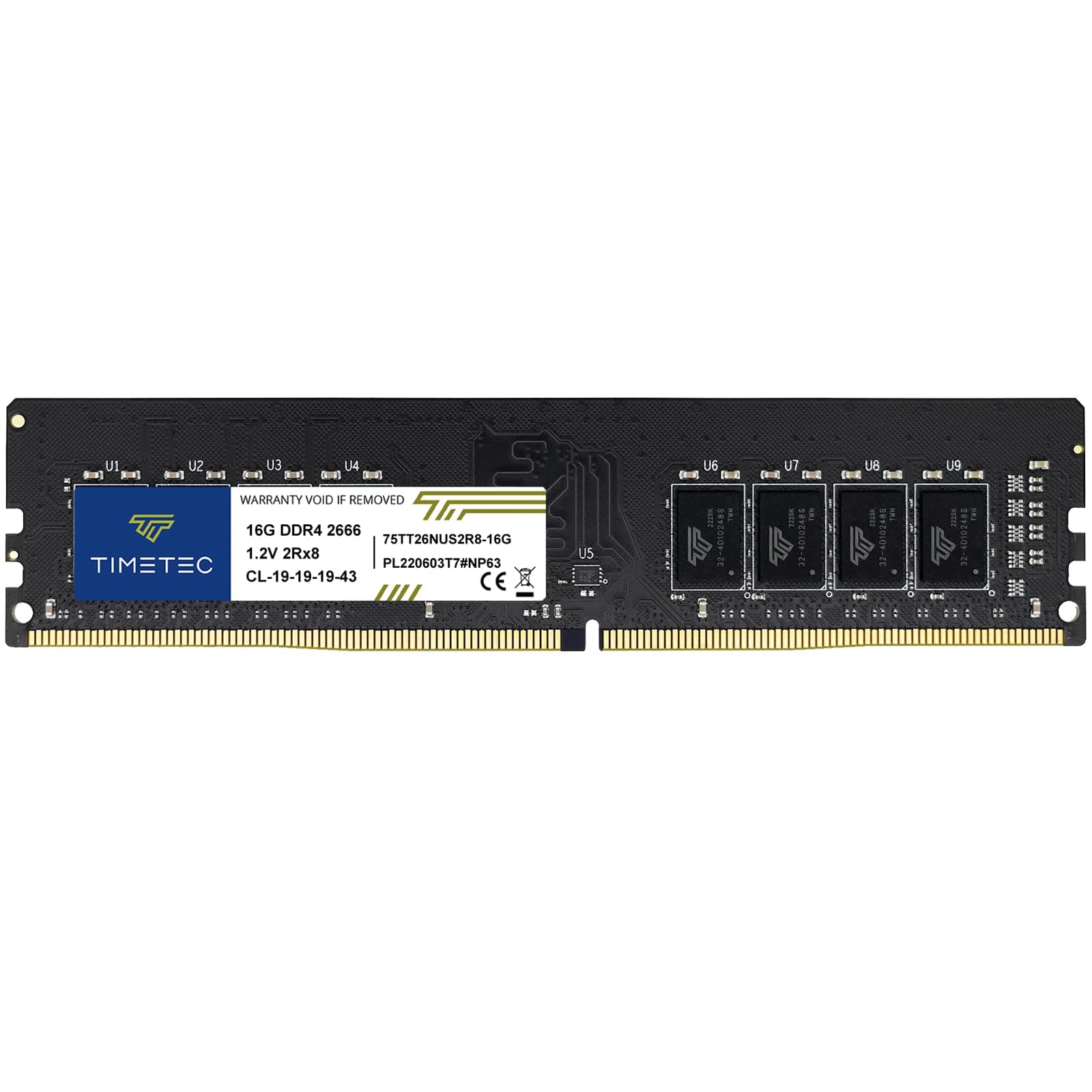 Timetec 16 GB DDR4 2666 MHz (PC4-2666V) PC4-21300 UDIMM Desktop-RAM – Non-ECC Unbuffered, 288 Pin, 1,2 V, CL19 DIMM-Speichermodul Bild 2