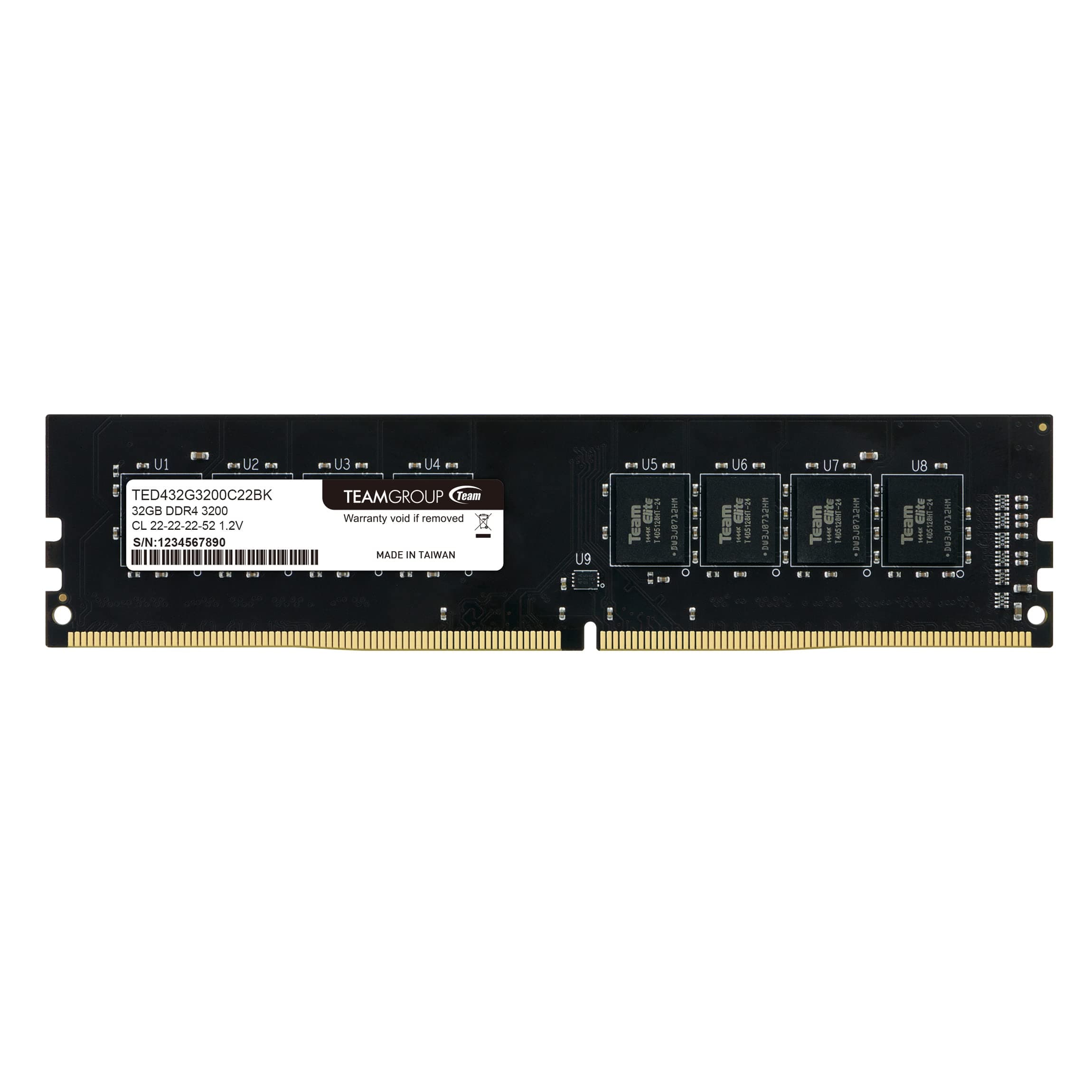 TEAMGROUP Elite TED432G3200C2201 DDR4 32GB Single (1 x 32GB) 3200MHz (PC4-25600) CL22 Unbuffered Non-ECC 1,2V UDIMM 288-Pin PC Computer Desktop Memory Module RAM Upgrade - TED432G3200C201