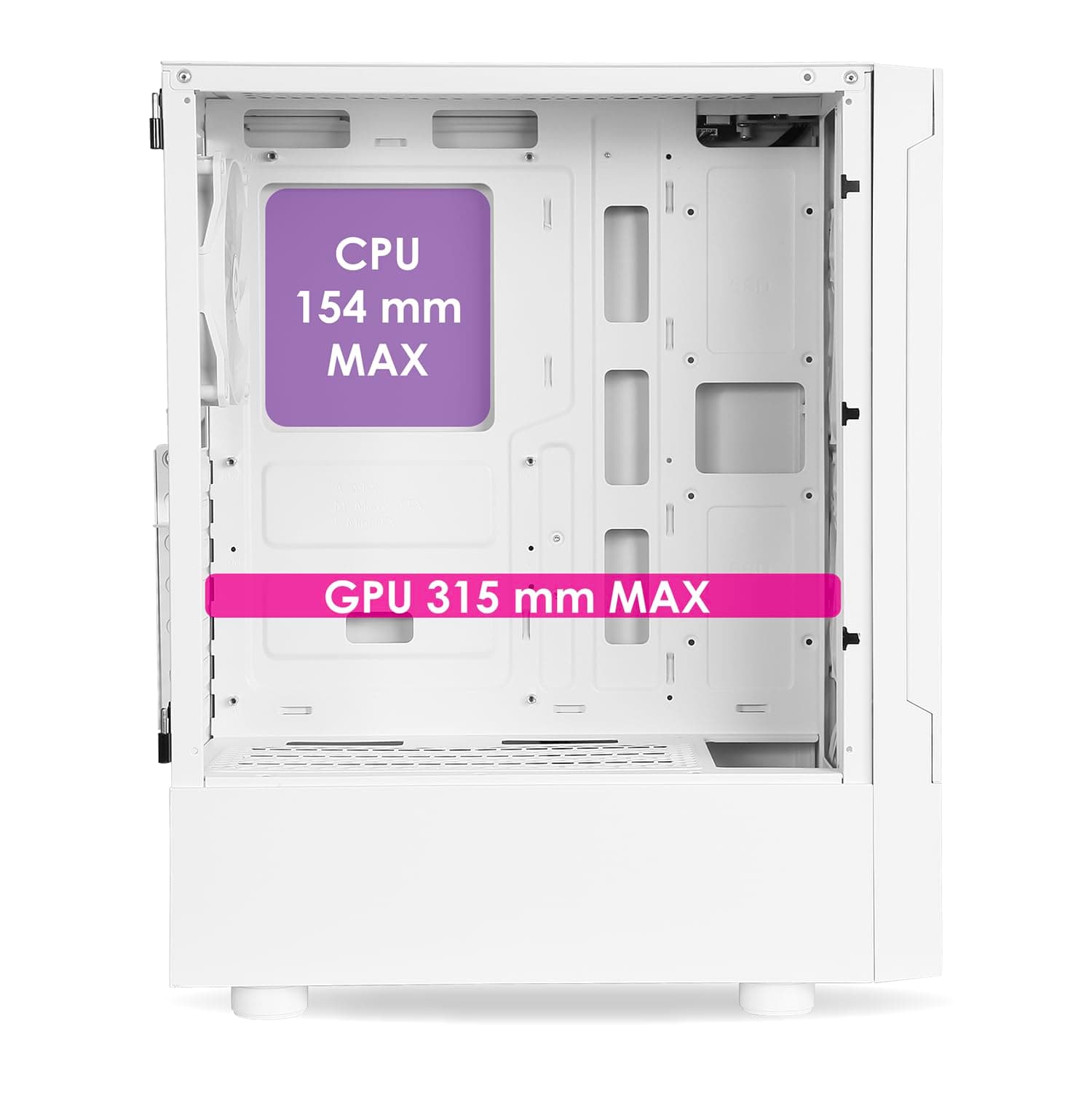 EMPIRE GAMING - Sapphire Gaming PC-Gehäuse - ARGB Media Tower ATX/Micro-ATX/ITX - Seitenteil aus gehärtetem Glas - 3 Lüfter 3 Pin 5 Volt LED RGB Adressierbar 120 mm - MB Sync - Weiß weiß Saphir W Bild 5